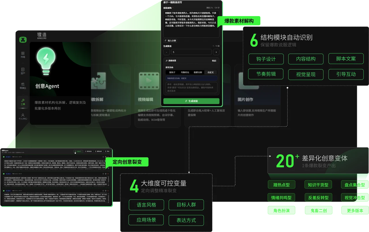 创意 Agent 工作台界面